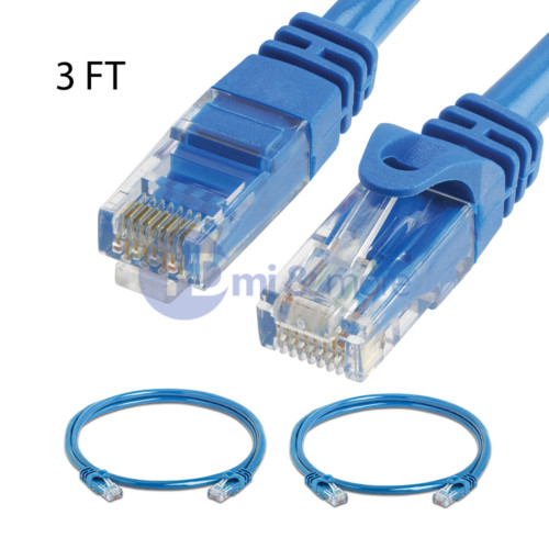 2x 3FT CAT6 Cable Ethernet Lan Network CAT 6 RJ45 Patch Cord Internet Blue