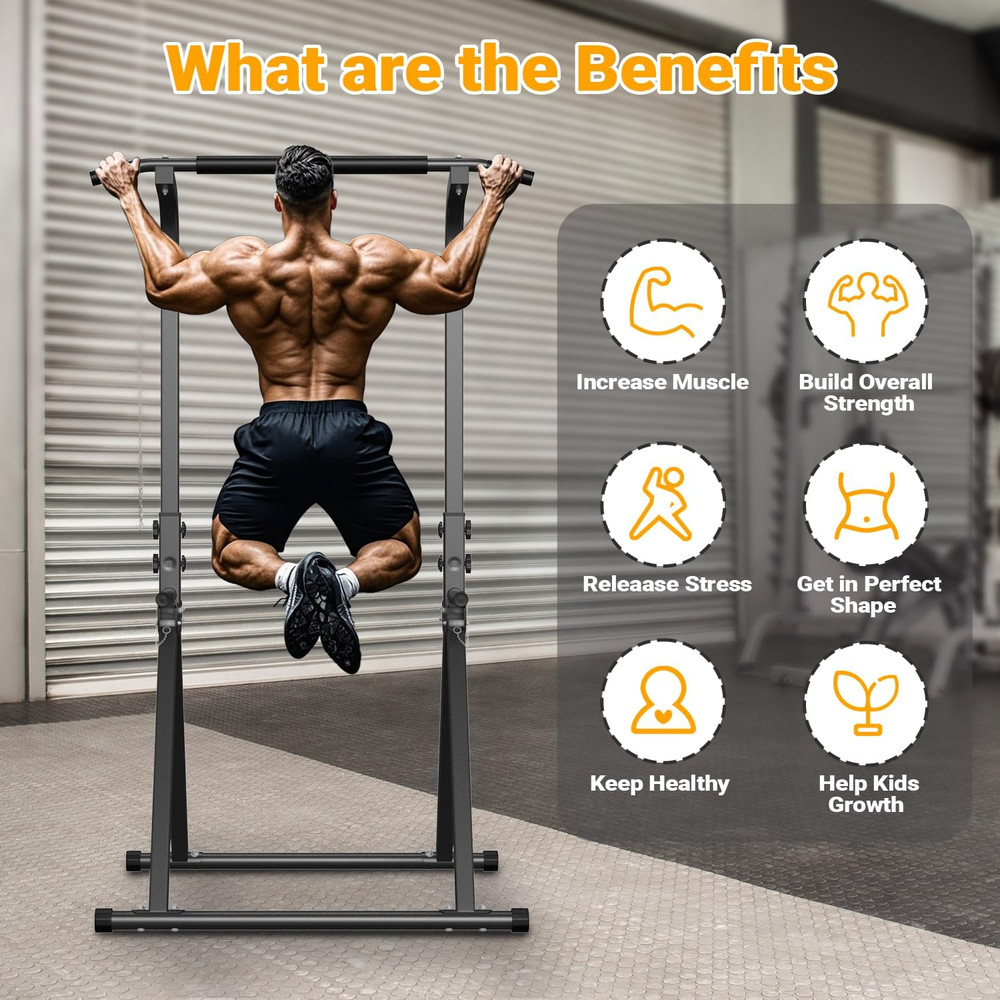 Foldable Pull up Bar Free Standing Multi-Function Power Tower Dip Bar with Assis