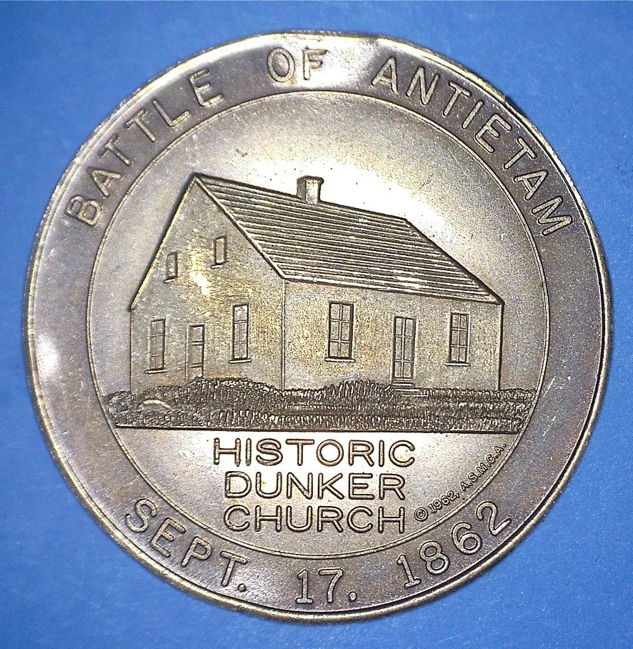 1962 BATTLE OF ANTIETAM COMMEMORATIVE MEDALLION - DUNKER CHURCH - *66138607 🌈