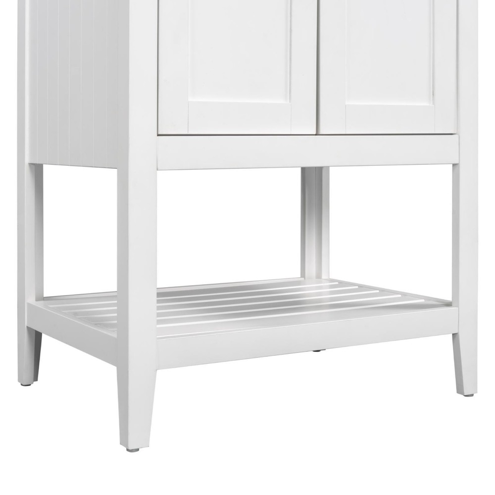 Contemporary 24" Bathroom Vanity with Birch Frame, Rounded Ceramic Basin &