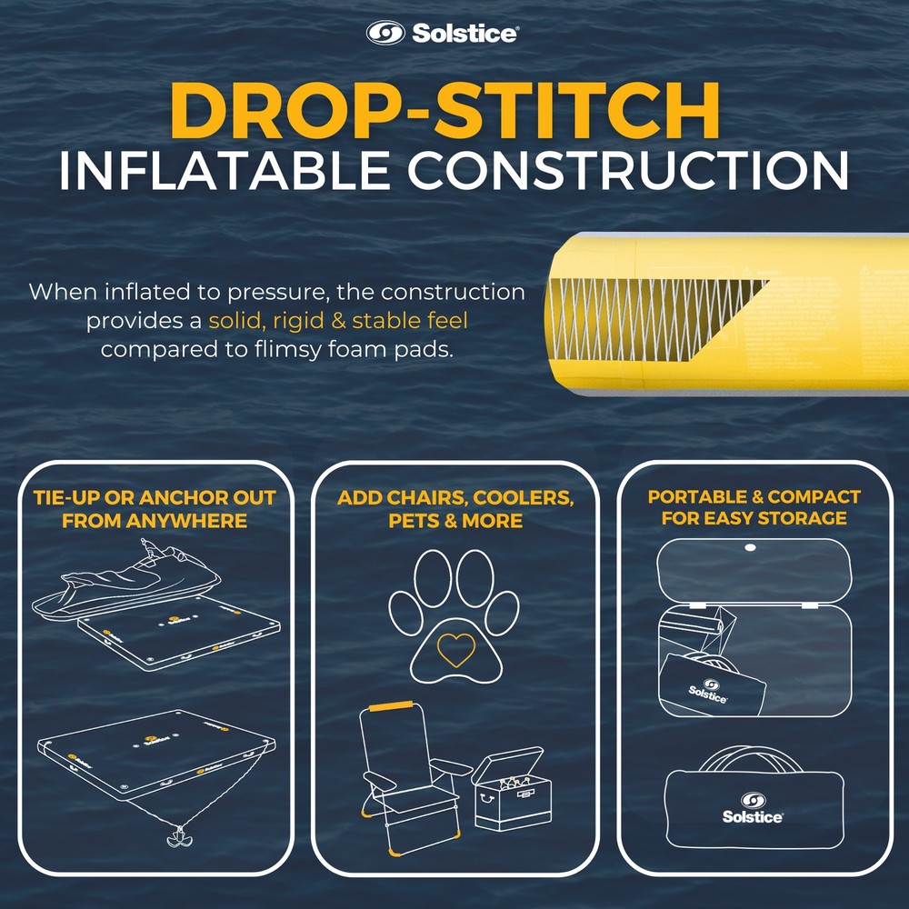 Solstice 8x5 Ft Inflatable Floating Dock Platform & Original Pup Plank Dog Float