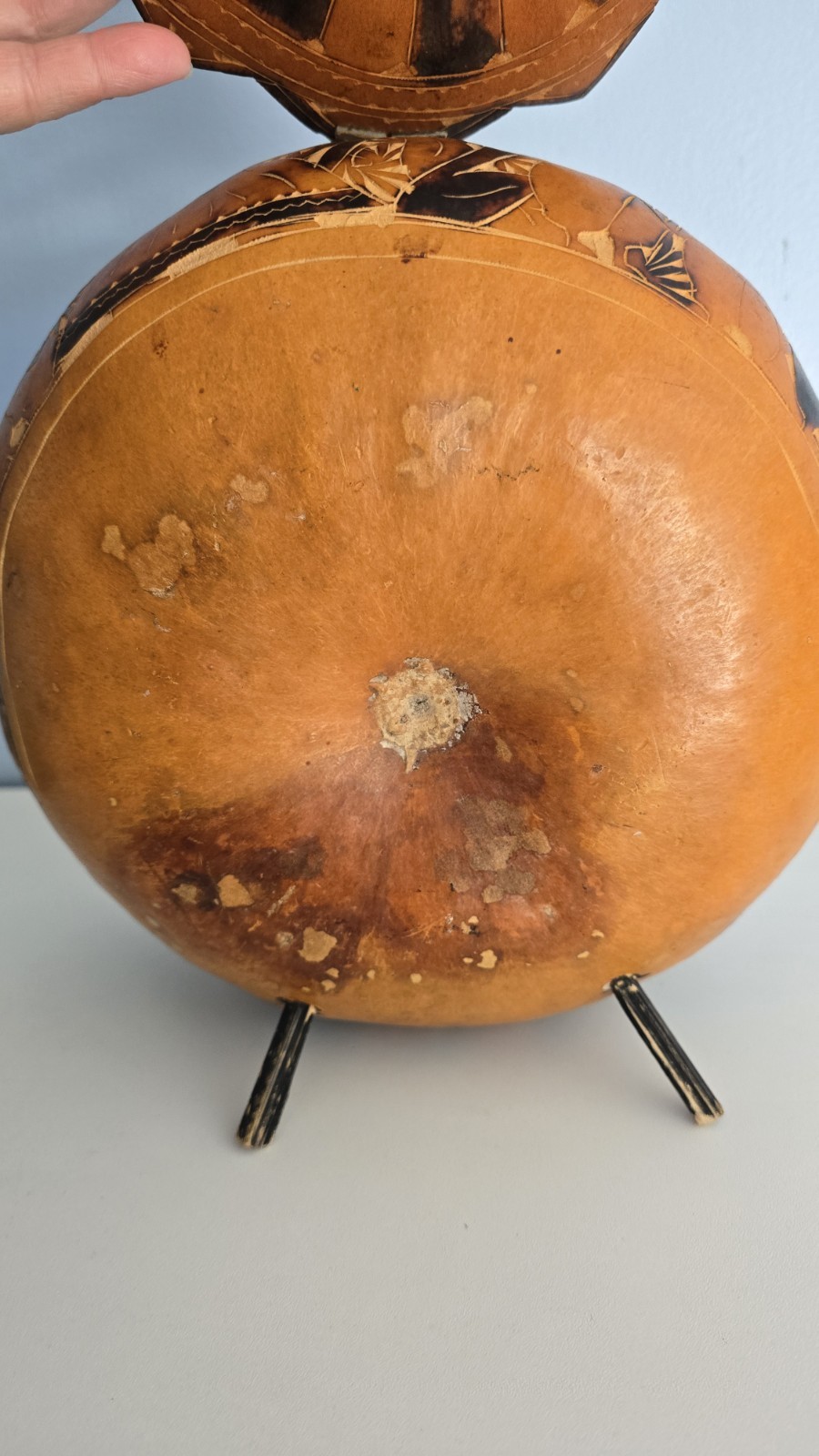 Vintage Handcarved PERUVIAN Peru Folk Art RETABLO Diorama Gourd Nativity Set