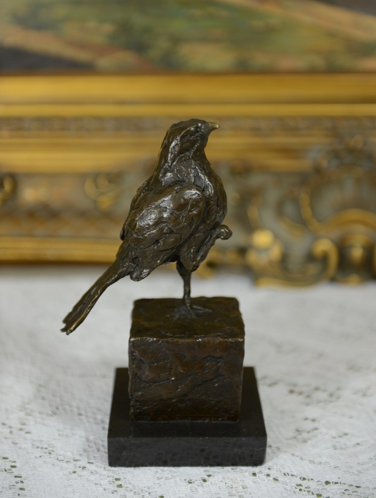 SIGNED MILO, BRONZE STATUE SCULPTURE BIRD STATUE