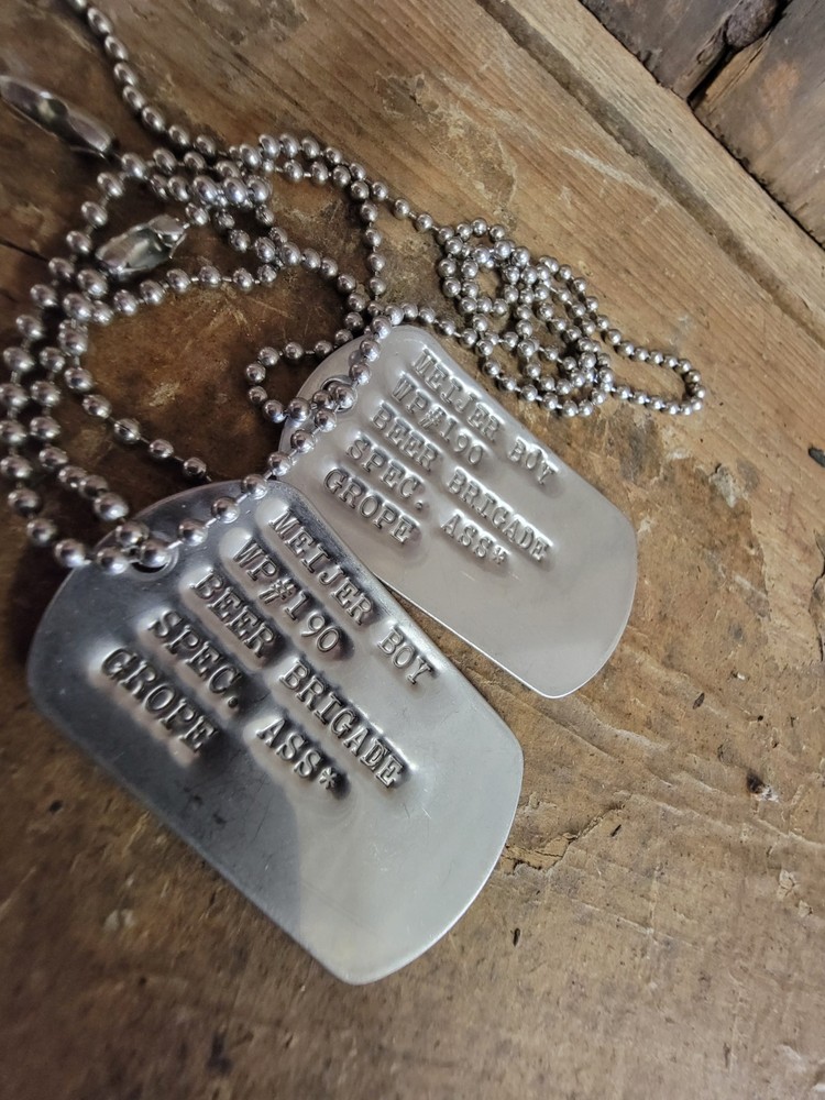 Vintage Military dog tags Meijer Boy Beer Brigade "Grope" Willie Pete (WP #190)