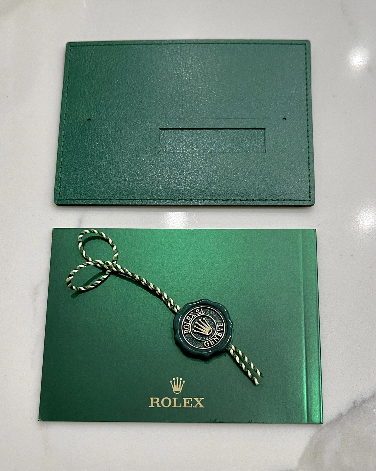 Authentic Rolex Datejust Booklet English + Rolex Green Tag + Card Holder