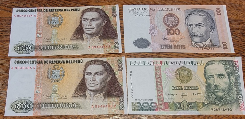 4 WORLD BANK NOTES, PERU    T-BAG