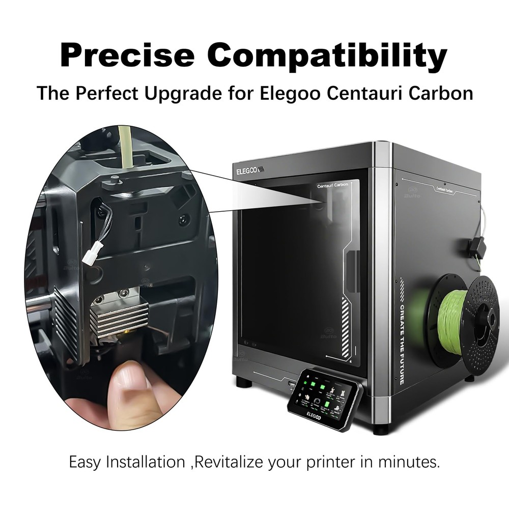 Carbon Hotend Kit for Elegoo Centauri 0.4mm Hardened Nozzle & 4pc Multi-Size Set