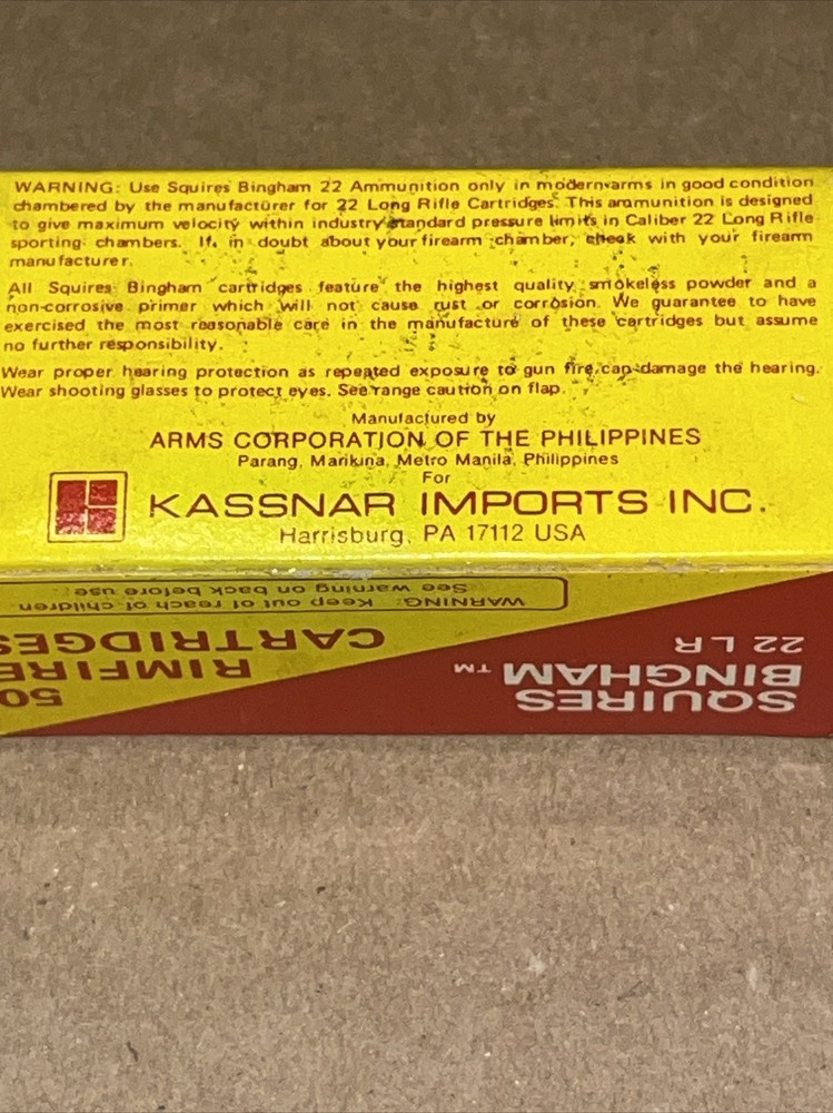 Squire Bingham Empty Ammo Box 22 LR Box Solid Point Minty Brick Fresh