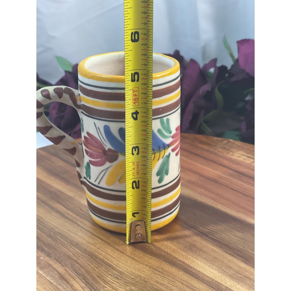 Unique Signed Artisan Hand-Painted Ceramic Mug | 5" Tall