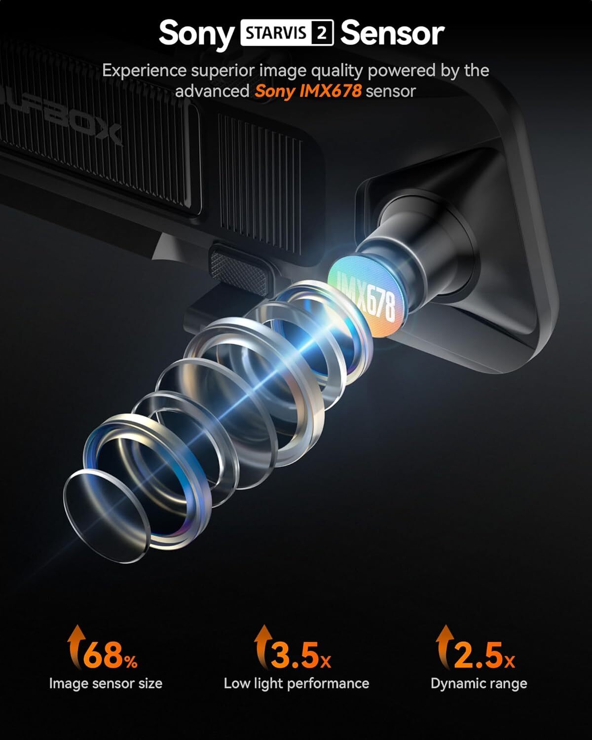 WOLFBOX G900Pro 12MP WiFi Touch Screen Rear View Mirror Dash Cam Smart Mirror