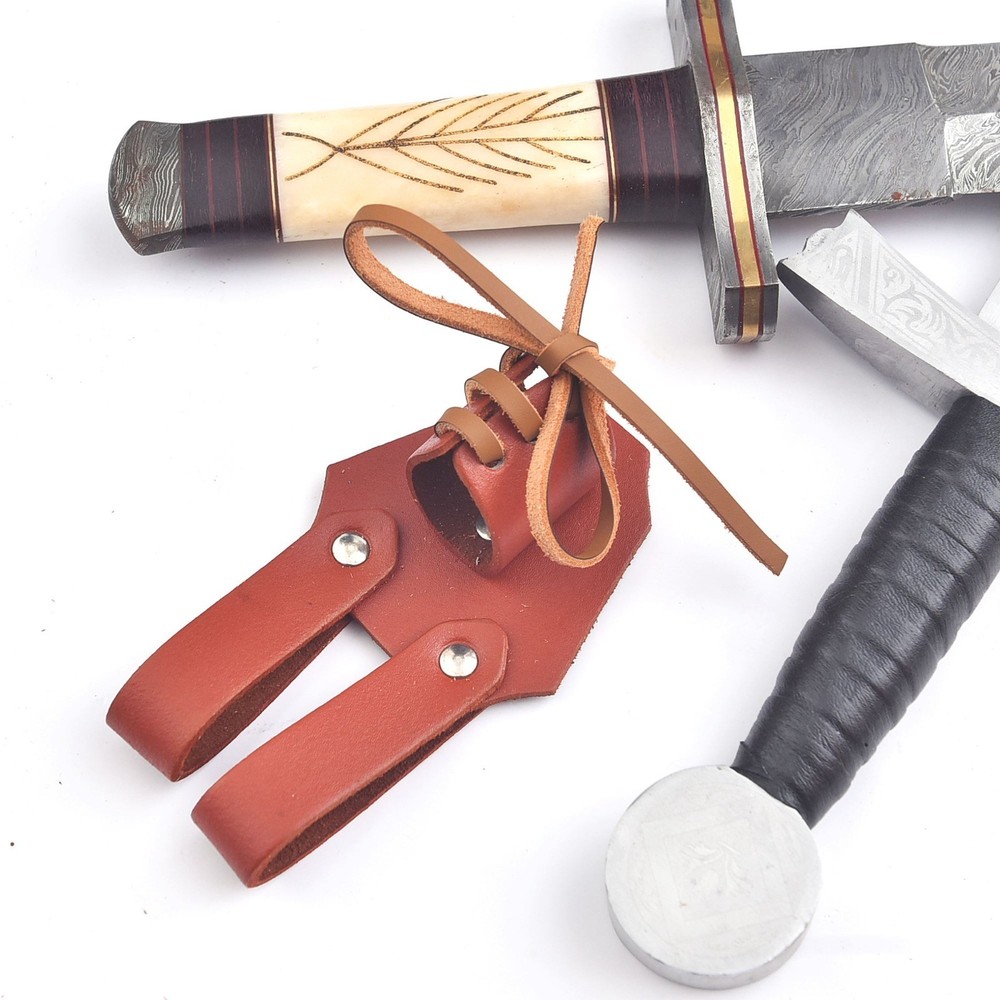 Genuine Leather Dagger Holster Medieval Adjustable Sword Frog Multiple Tool Hold