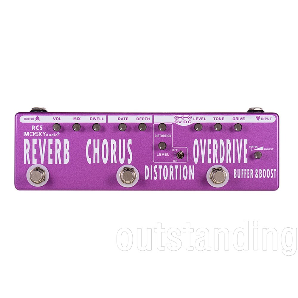 RC5 5-in-1 Multi Effects Pedal (Reverb/Chorus/Distortion /Overdrive/Buffer Boost