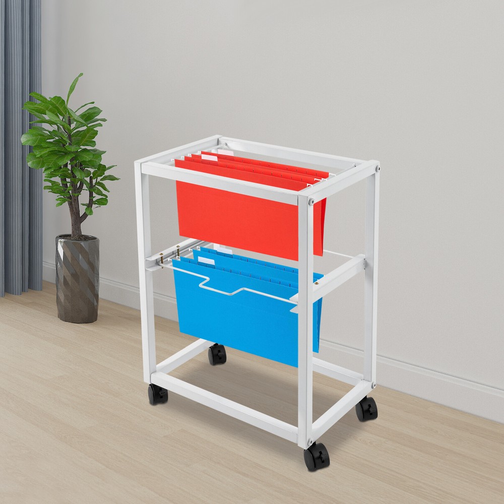Rolling File Cart With Wheels, 2-Tier Movable Design For Easy Organization