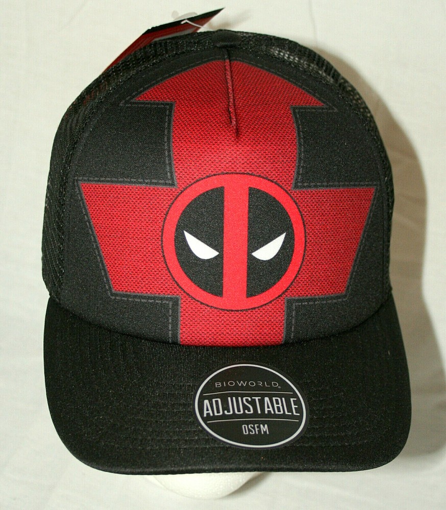 Marvel Comics Deadpool Logo Mesh Baseball Cap Hat New Tags Plastic Snap OSFM