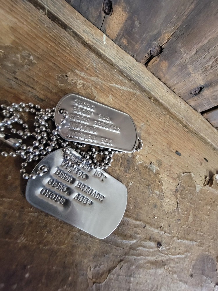 Vintage Military dog tags Meijer Boy Beer Brigade "Grope" Willie Pete (WP #190)