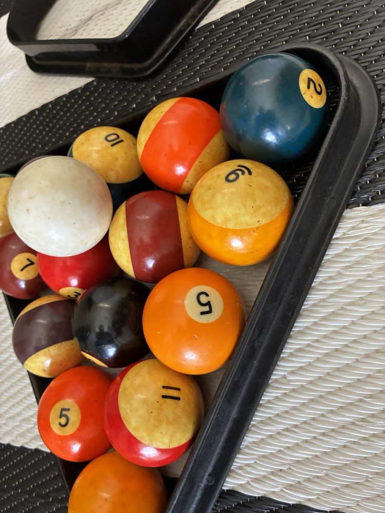 Billiard Pool Balls Triangle Rack And Diamond Rack Vintage