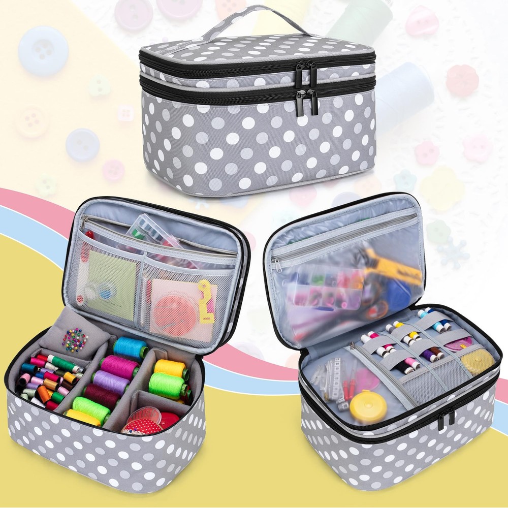 Luxja Double-Layer Sewing Organizer for Needles, Thread & Tools, Large