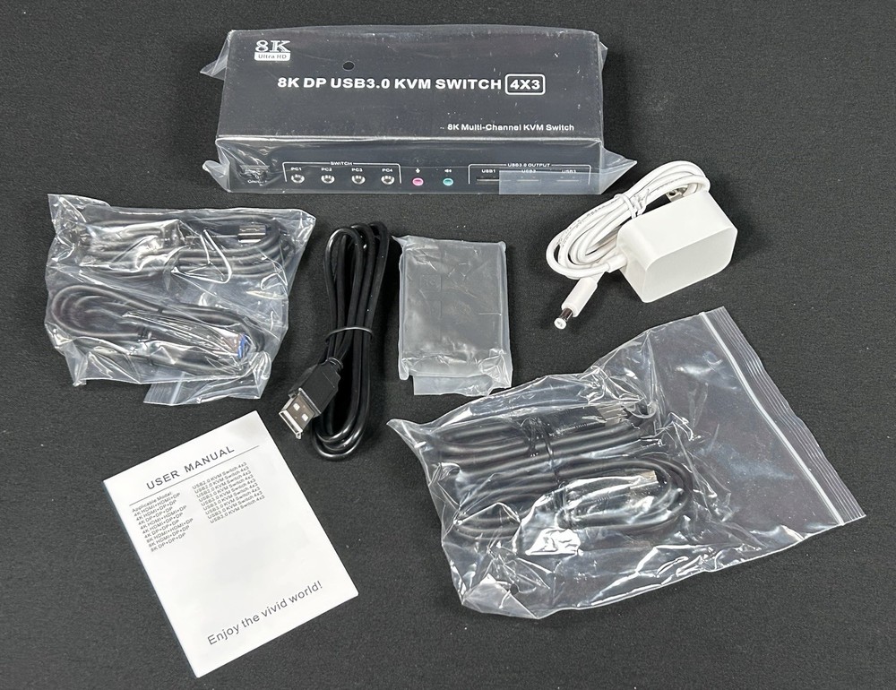 8K DP USB3.0 4x3 Multi-Channel DisplayPort KVM Switch