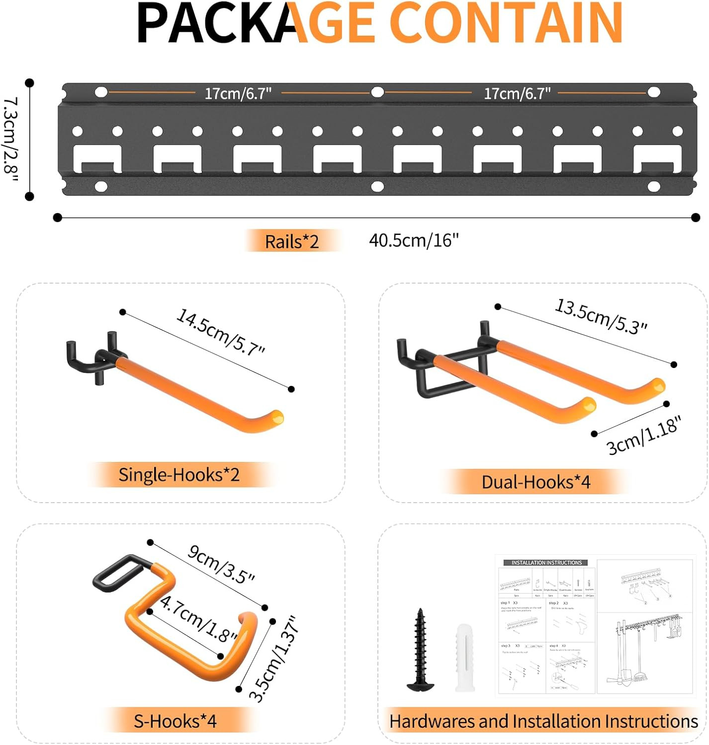 Garden Tool Organizer Wall Mount - Garage Storage and Organization Yard Tool Han