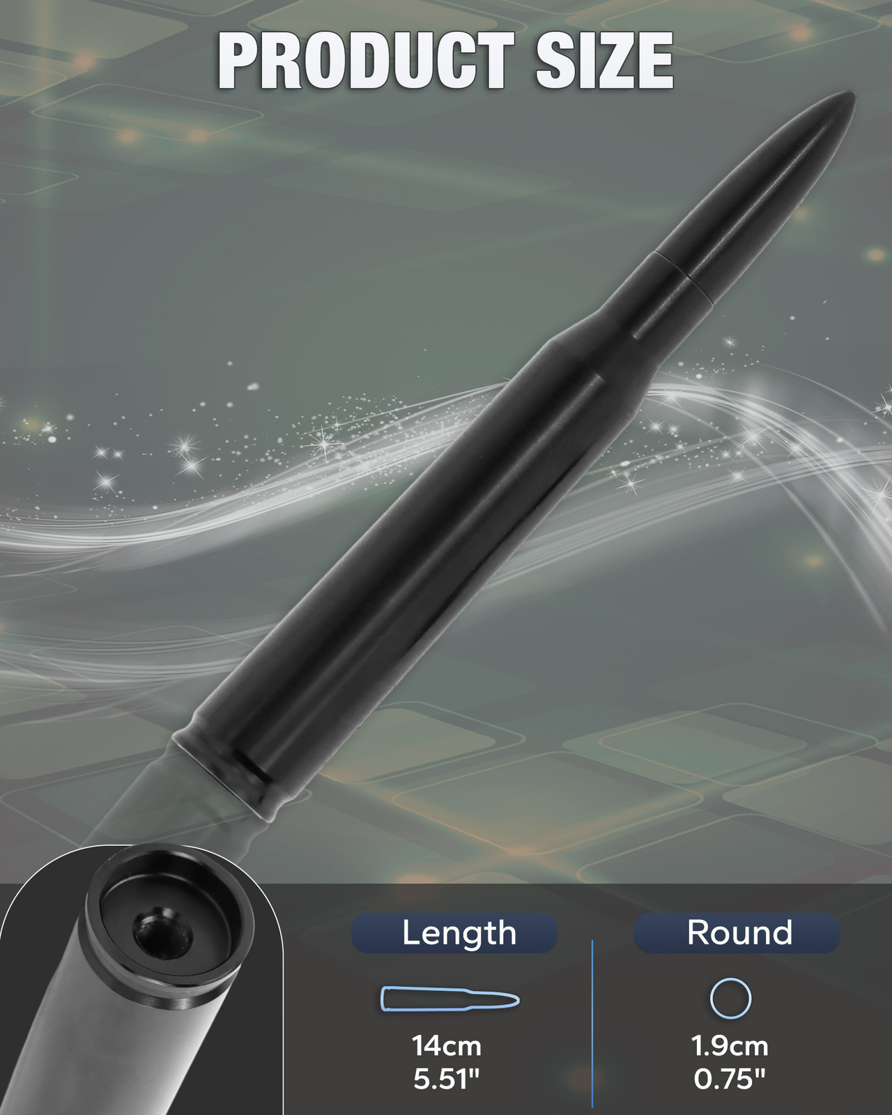 Bullet Antenna 50 Cal Caliber For Truck Dodge Ram 1500 Ford F150 Raptor Bronco