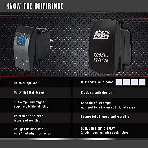 Dome Light - - Laser Etched Toggle Switch 20A 12V - Vertical DOME LIGHT Red