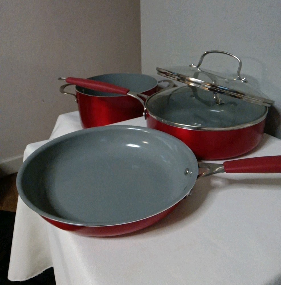 Food Network™ 3-pc. Nonstick Ceramic Cookware Set Red