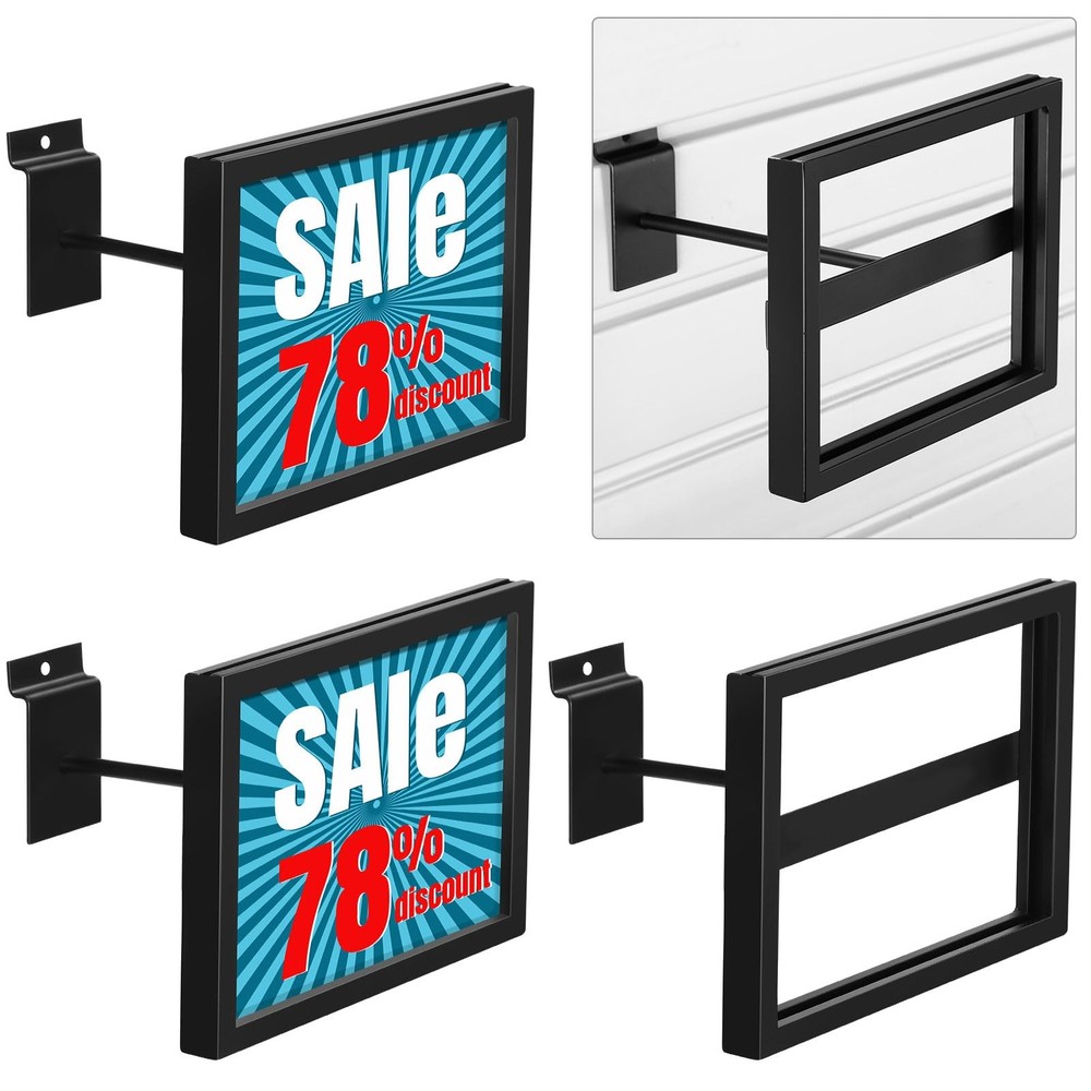 4 Pcs Rectangular Faceout Sign Holders for Slatwall Holds Gridwall Accessorie...