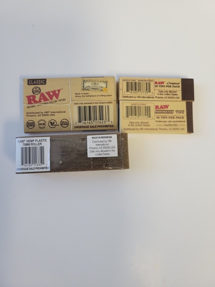 RAW Classic Single Wide Papers+ Rolling Machine+Wide & Original Tips 4 PC Bundle