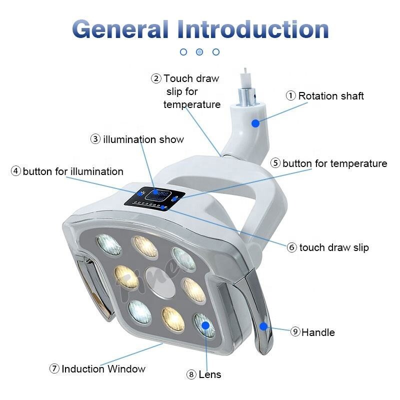 Dental Operating Light Ceiling Mounted 8 Bulbs LED Light with Sensor Touch Sceen