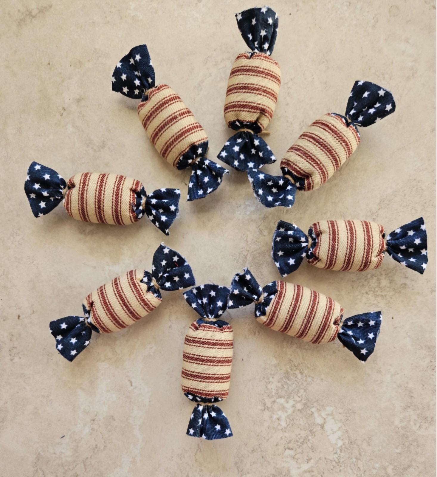 Bowl Filler Americana Patriotic Ornie Fabric 8 Pcs Candy Tier Tray Fabric Decor