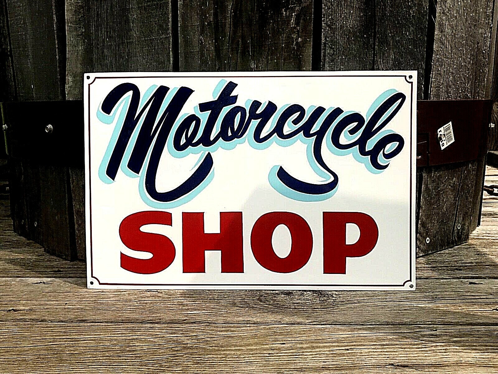 Hand Painted MOTORCYCLE BIKER SHOP Sign STURGIS GARAGE SHOP MAN CAVE Repair Sale