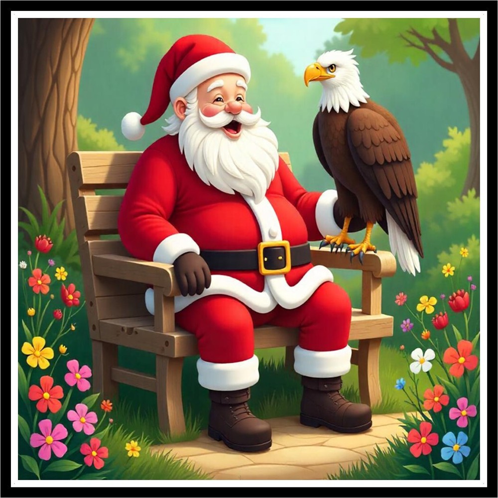 30 Custom Bald Eagle With Spring Santa Personalized Address Labels