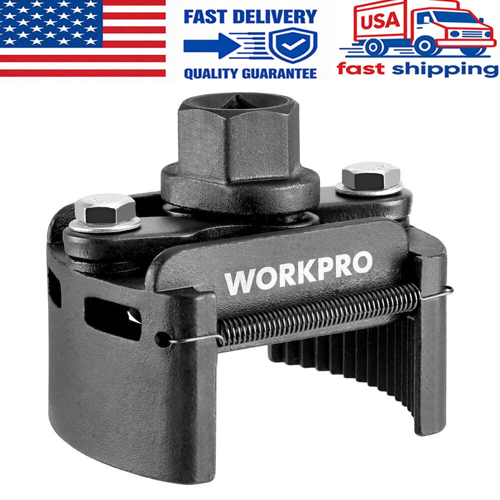 WORKPRO Adjustable Universal Oil Filter Wrench Removal Tools w/Auto-Clamp Spring