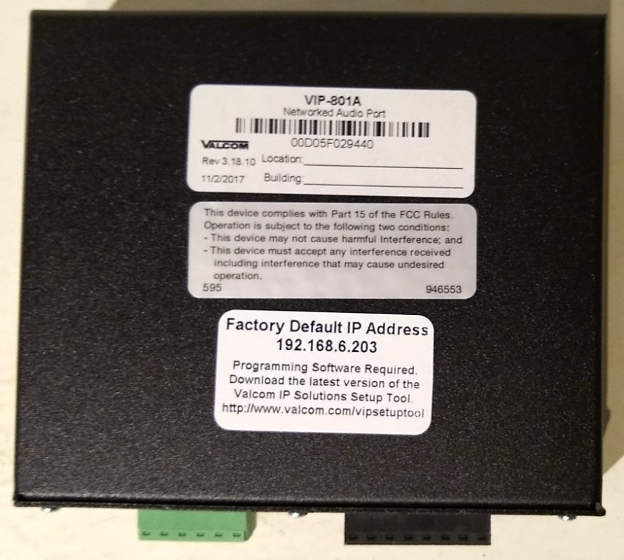 Valcom VIP-801A SIP VoIP Paging Adapter IP Audio Gateway Interface