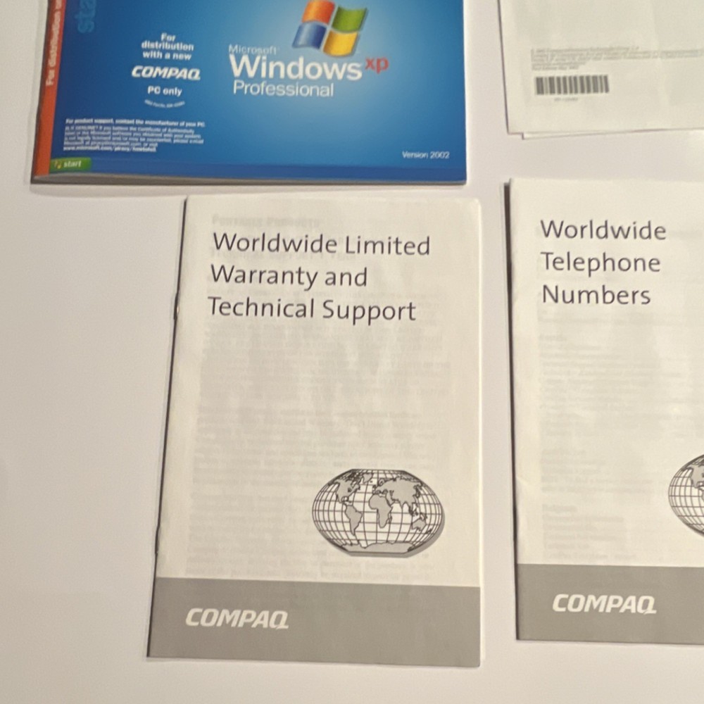 Compaq Notebook Series Manuals & CDs Windows XP Pro Norton Internet Security