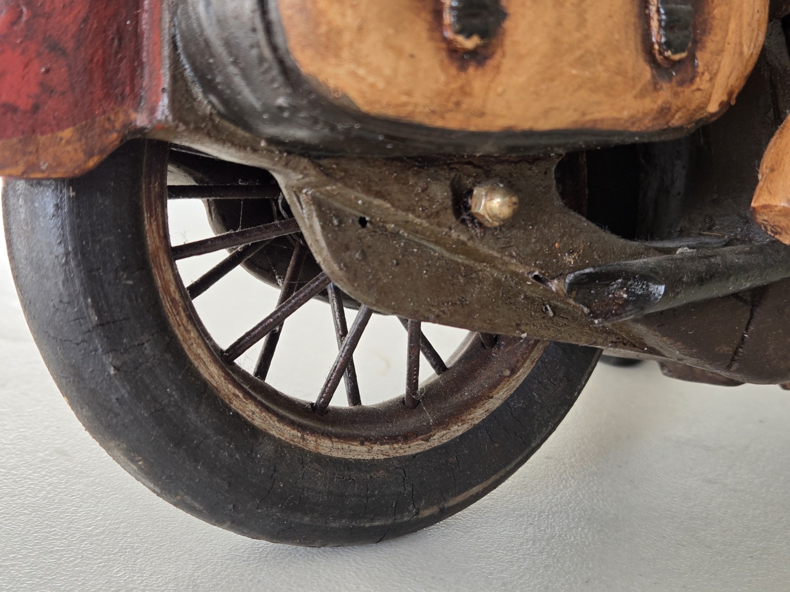 LARGE Wooden Sailor & Date Couple Riding Harley Davidson Motorcycle Sculpture
