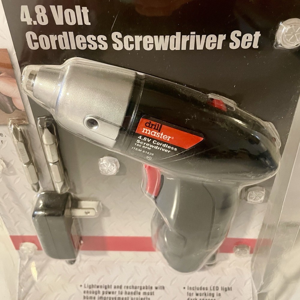 Drill Master Cordless Screwdriver Set 4.8 Volt Rechargeable Lightweight - New