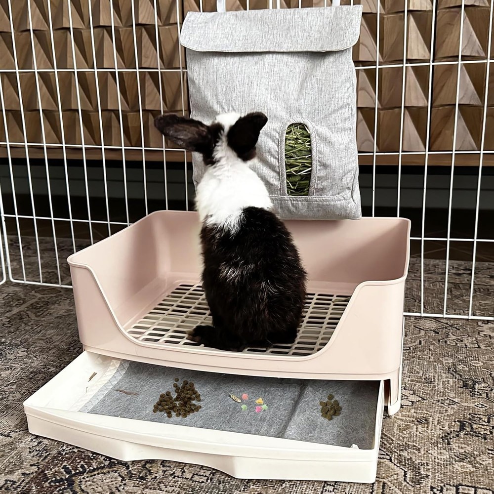 Brown Plastic Litter Box for Rabbits & Guinea Pigs | Easy Clean Drawer System