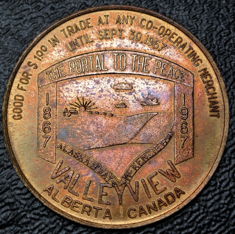 1867-1967 CANADA’S CENTENNIAL Valley view Alberta Dollar TOKEN