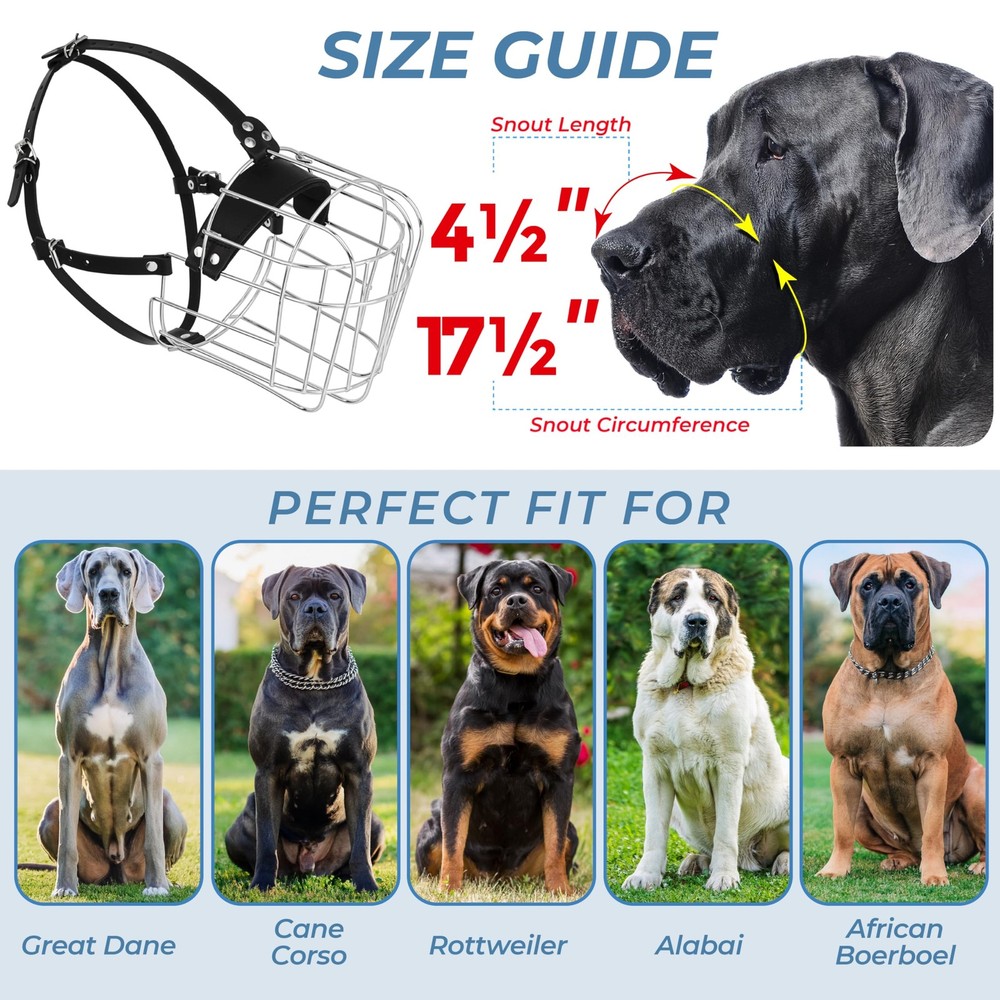 CleverTail Extra Large Dog Muzzle for Great Dane – Cage Muzzles for Barking a...