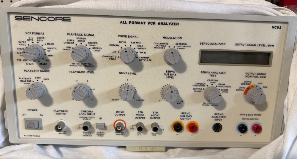 Sencore VC93 All Format VCR Analyzer 6076422M