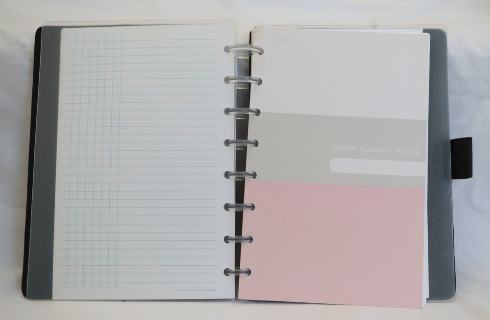 Leather Junior Circa Notebook Master Agenda Weekly Disc Black Leather Never Used