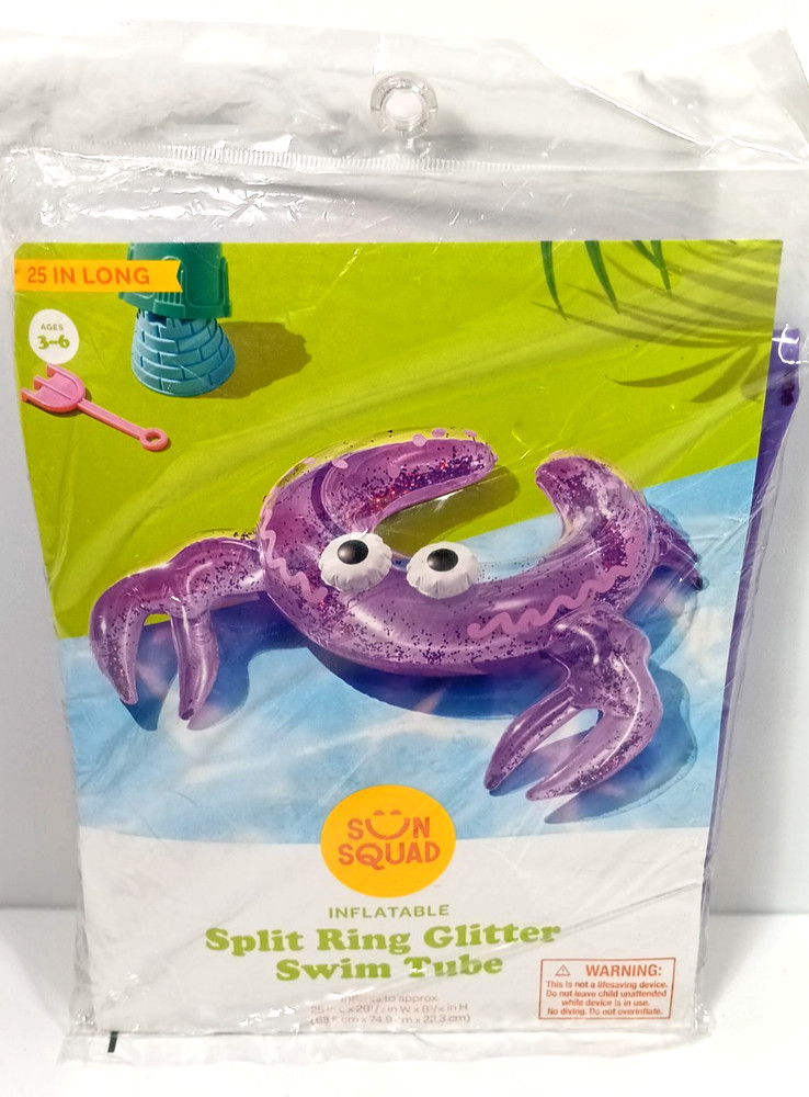 Sun Squad Split Ring Crab Float PVC Pool Toy Purple Ages 3+