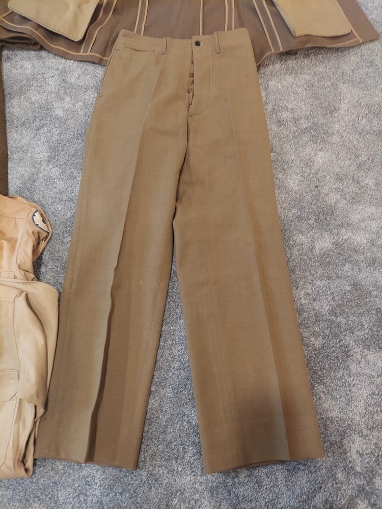WWII Uniform Grouping - WW2 Sergeant Uniform Set - Jacket, Pants, Overcoat Etc