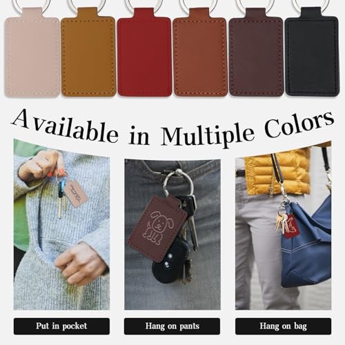 30 Pcs Leather Key Fob Kit, Rectangular Leather Keychain Multicolor-1, 30 Pcs