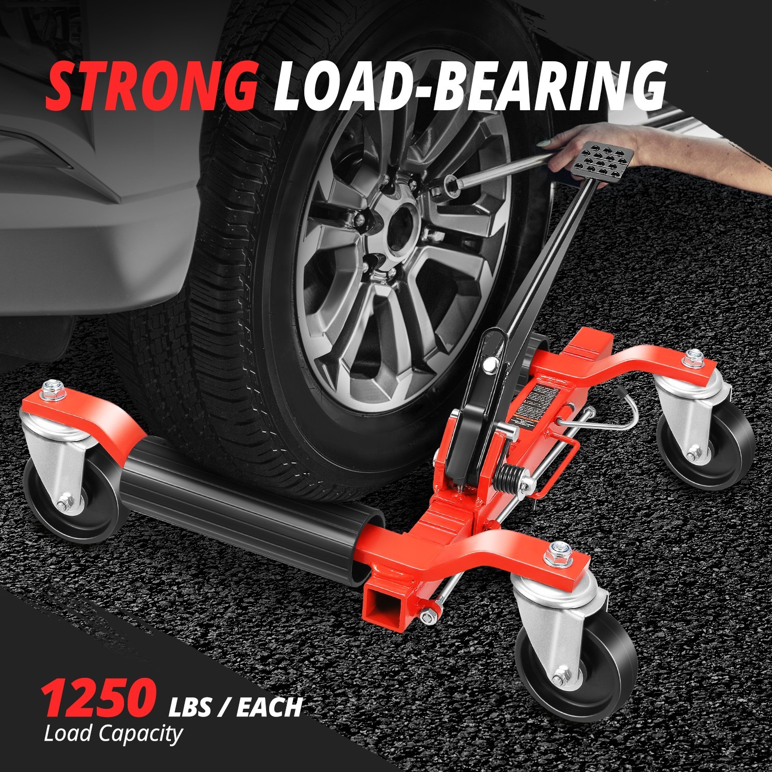 2X Heavy Duty 9" Ratcheting Wheel Dolly Tire Jack Lift Car Positioning 2500 LBS