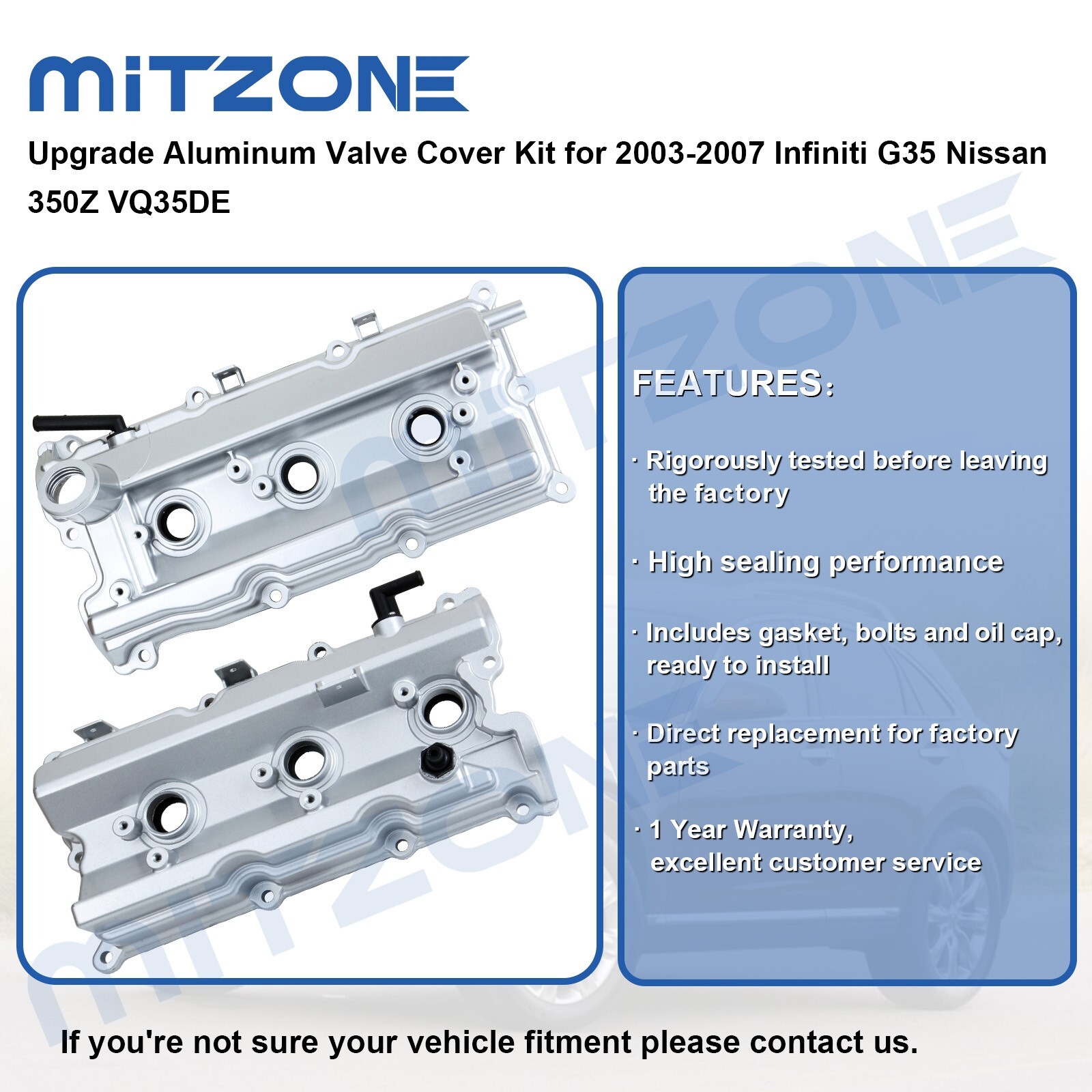 2x Upgrade Aluminum Valve Cover Kit for 2003-07 Infiniti G35 Nissan 350Z VQ35DE