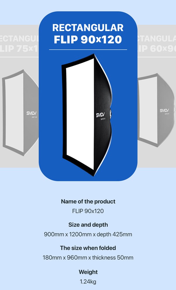 SMDV FLIP NEMO 90x120 Quick Soft Detachable Rectangular Diffuser Speed-Box+Pouch