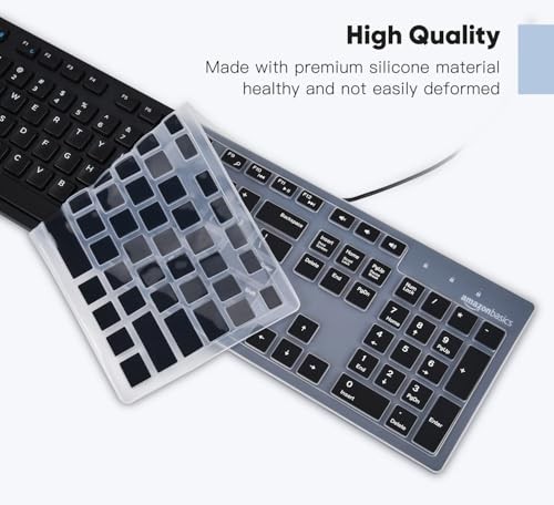 Keyboard Cover Skin Compatible with Amazon Basics Wired USB Keyboard Black