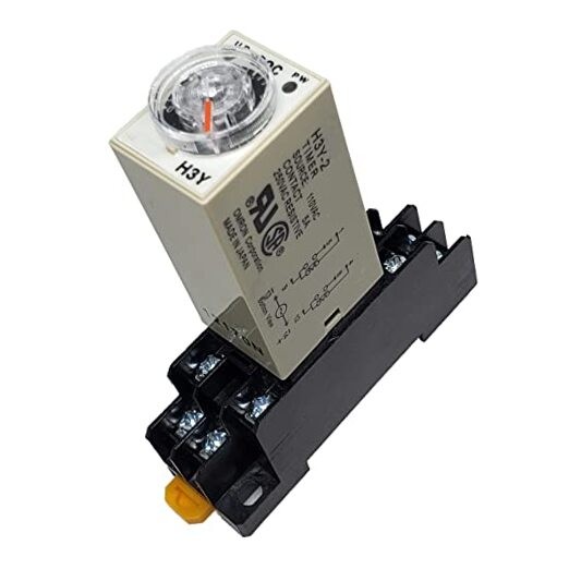 AC 110V Delay Timer Time Relay H3Y-2 0-60S Second & Base Socket DPDT (AC 110V)